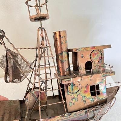 Great Mixed Lot - Vint. Postcards, Vint. Copper Musical Boat, Leather Bill Fold, + More