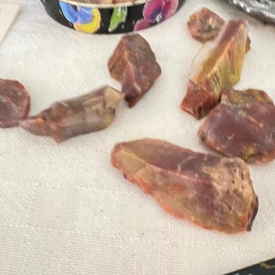 Great Mixed Lot - Vint. Postcards, Vint. Copper Musical Boat, Leather Bill Fold, + More