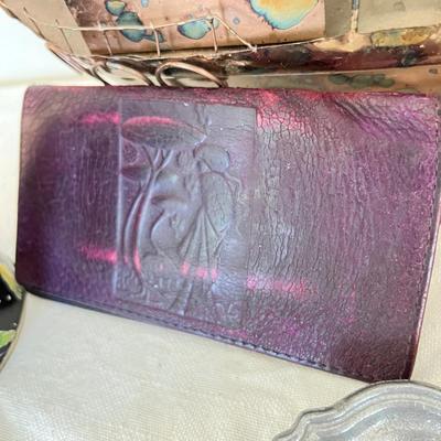 Great Mixed Lot - Vint. Postcards, Vint. Copper Musical Boat, Leather Bill Fold, + More