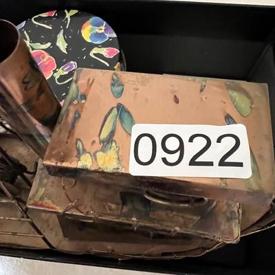 Great Mixed Lot - Vint. Postcards, Vint. Copper Musical Boat, Leather Bill Fold, + More