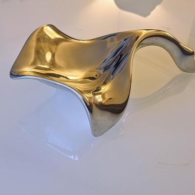VINTAGE ART STUDIOS HOSELTON CANADA GOOSE SCULPTURE ALUMINUM ONTARIO #1211 And Matching Bowl
