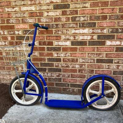Amish Kick Scooter w Wire Basket & Foot Break