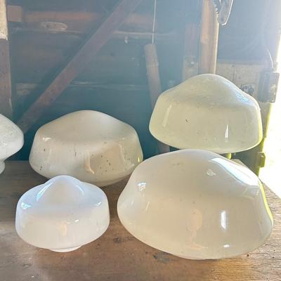 Estate lot of white glass ceiling lamp shades