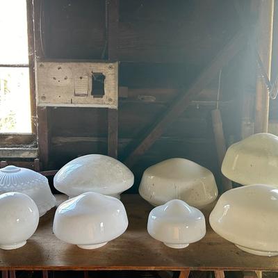 Estate lot of white glass ceiling lamp shades