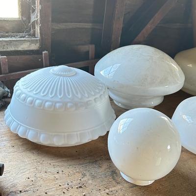 Estate lot of white glass ceiling lamp shades