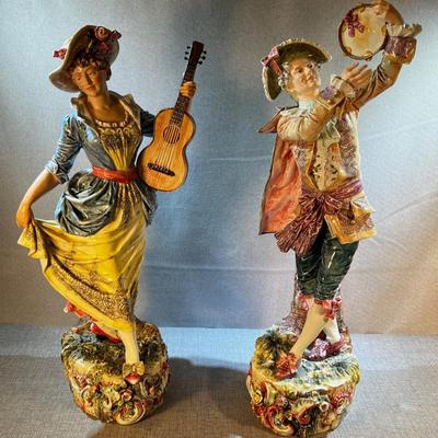 Capodimonte Figural Musicians, Pair Vintage 1960's