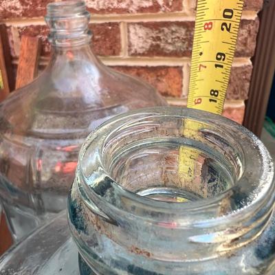 6 Pc. Lot - 2 Large Glass Jugs, Wooden Levels, Ammo Box