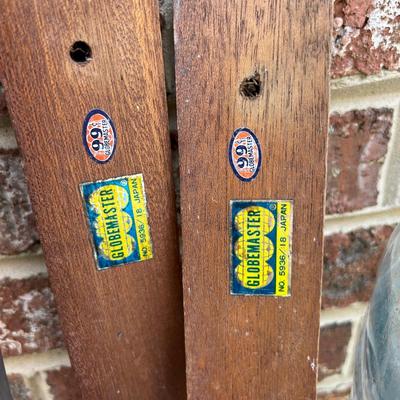 6 Pc. Lot - 2 Large Glass Jugs, Wooden Levels, Ammo Box