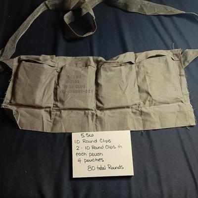 Military issued Ammunition Bandoleer with 5.56 10 round clips LC-88B082-329 - TRACER ROUNDS