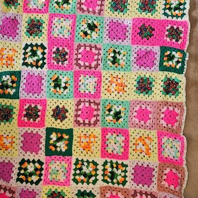 Colorful Crocheted Granny Squares throw