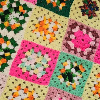 Colorful Crocheted Granny Squares throw