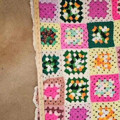 Colorful Crocheted Granny Squares throw