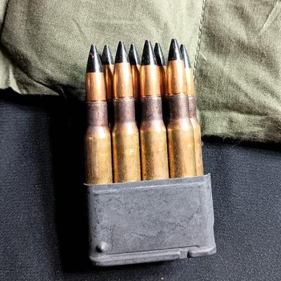 Military issued Ammunition Bandoleer with Cal. 30 AP M2 8 round clips ARMOR Piercing Ammunition