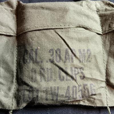 Military issued Ammunition Bandoleer with Cal. 30 AP M2 8 round clips ARMOR Piercing Ammunition