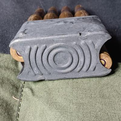 Military issued Ammunition Bandoleer with Cal. 30 AP M2 8 round clips ARMOR Piercing Ammunition