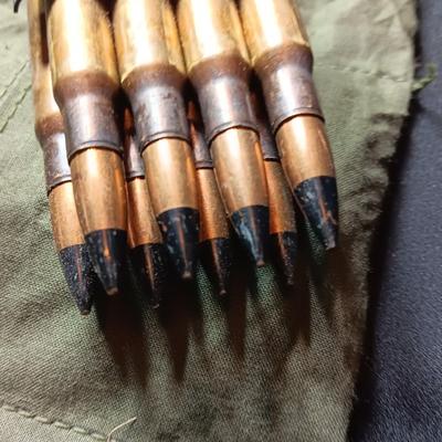 Military issued Ammunition Bandoleer with Cal. 30 AP M2 8 round clips ARMOR Piercing Ammunition