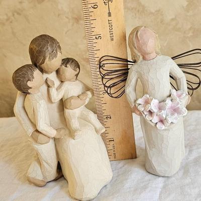 Willow Tree Quietly figurines angel, mother Ruth with two kids