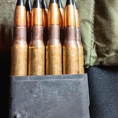 Military issued Ammunition Bandoleer with Cal. 30 AP M2 8 round clips ARMOR Piercing Ammunition