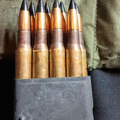 Military issued Ammunition Bandoleer with Cal. 30 AP M2 8 round clips ARMOR Piercing Ammunition