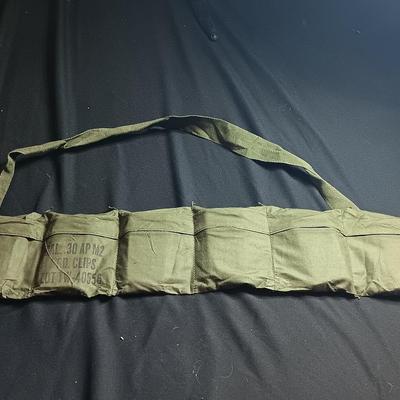 Military issued Ammunition Bandoleer with Cal. 30 AP M2 8 round clips ARMOR Piercing Ammunition