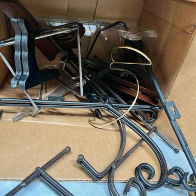 Box lot of plate stands