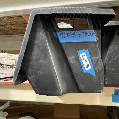 Husky Bin/Tub full of black PVC connectors - 1-1/2" approx.