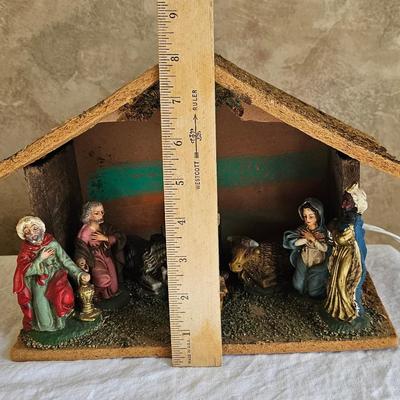 Manger Nativity Scene with light