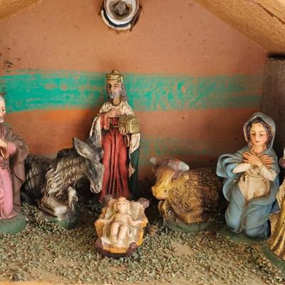 Manger Nativity Scene with light
