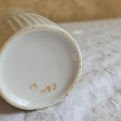 Porcelain Sugar bowl and creamer, monogrammed "G"
