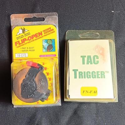 Butler Creek Scope covers new in package and a FN-FAL Tac Trigger