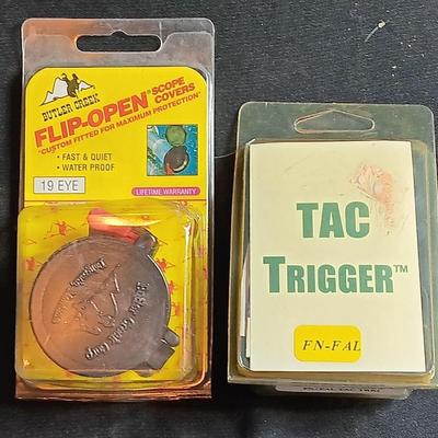 Butler Creek Scope covers new in package and a FN-FAL Tac Trigger
