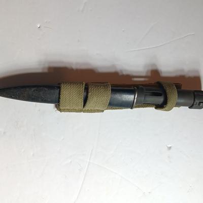 Vintage SOUTH AFRICAN R1 FAL TYPE C BAYONET, WITH SCABBARD AND CANVAS FROG