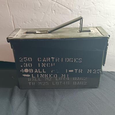 Military issued Metal Ammunition chest stenciled 250 Cartridges. .30 inch 4 ball ,,,,