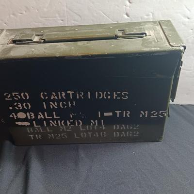 Military issued Metal Ammunition chest stenciled 250 Cartridges. .30 inch 4 ball ,,,,