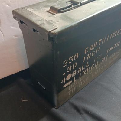 Military issued Metal Ammunition chest stenciled 250 Cartridges. .30 inch 4 ball ,,,,