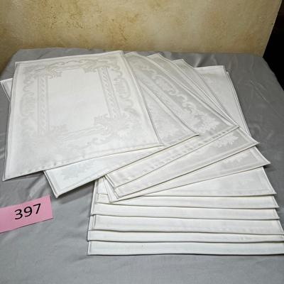 White brocade place mats