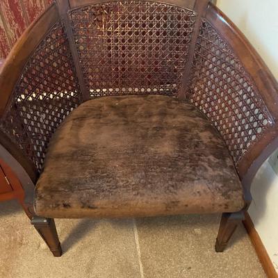 Small table and wicker back chair