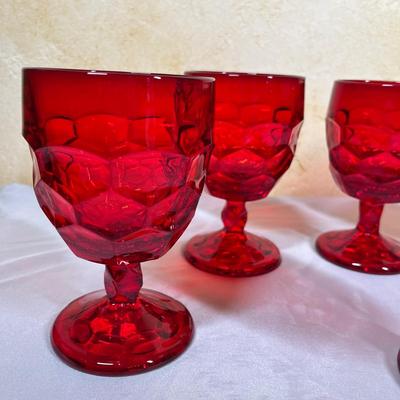 Viking Georgian pattern Ruby goblets