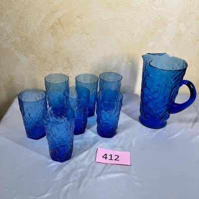 Blue pitcher & Glass set