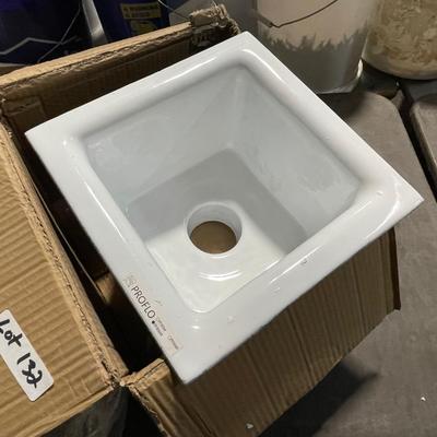 New in Box porcelain coated Sink - 12" x 12" x 8"