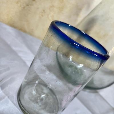 Mexican glass Pitcher & 2 tumblers