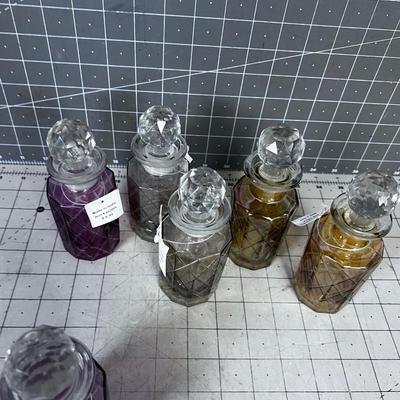 Cut Glass Crystal Potion Jars with Stoppers