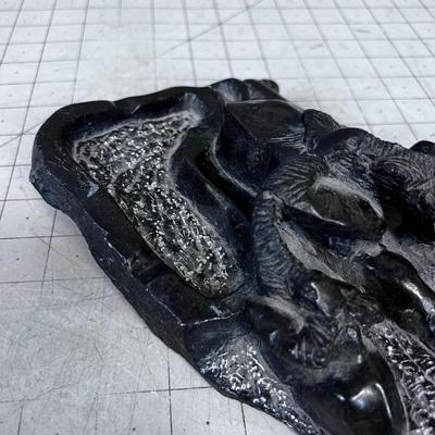 Carved Stone Ash Tray ELEPHANTS Obsidian?