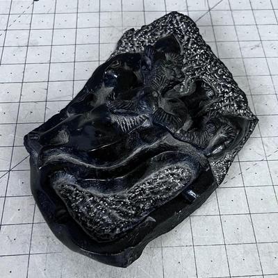 Carved Stone Ash Tray ELEPHANTS Obsidian?