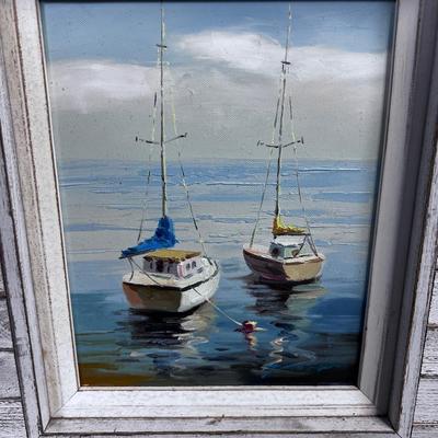 Hand Painted Oil of Sail Boats