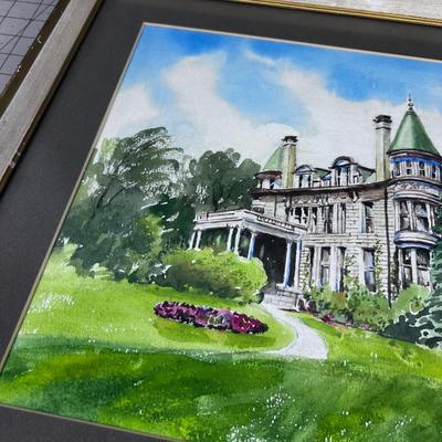 Framed Watercolor of the Utah Governor's Mansion.