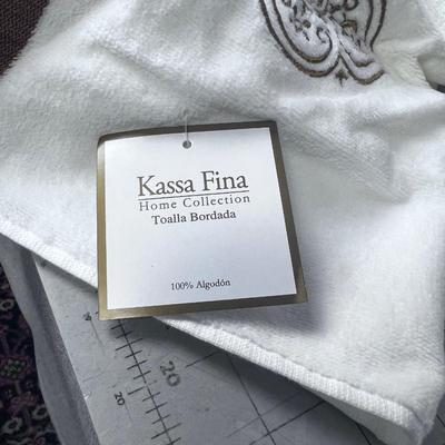Kassafina Embellished Towels; Bath, Wash Cloth and Hand Towels 18 Total