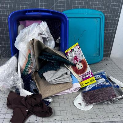 Tub Full of Fabric and other Sewing Notions.