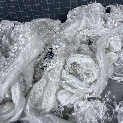 Large Pile of Matching NEW Stevie Nicks Style Lace Scarfs