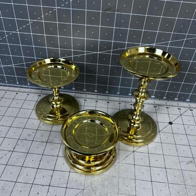 3 Solid Brass Candle Sticks